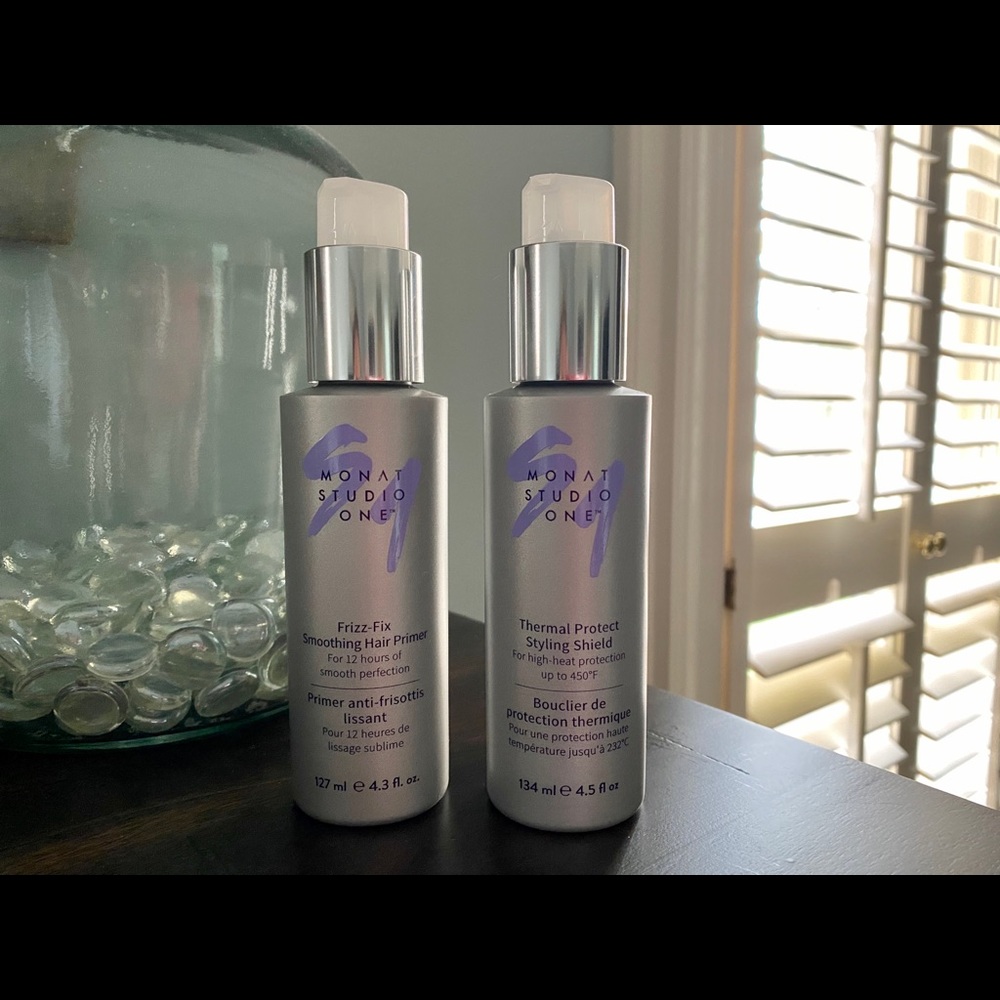Monat Frizz Fix & Thermal Protect Styling Shield.